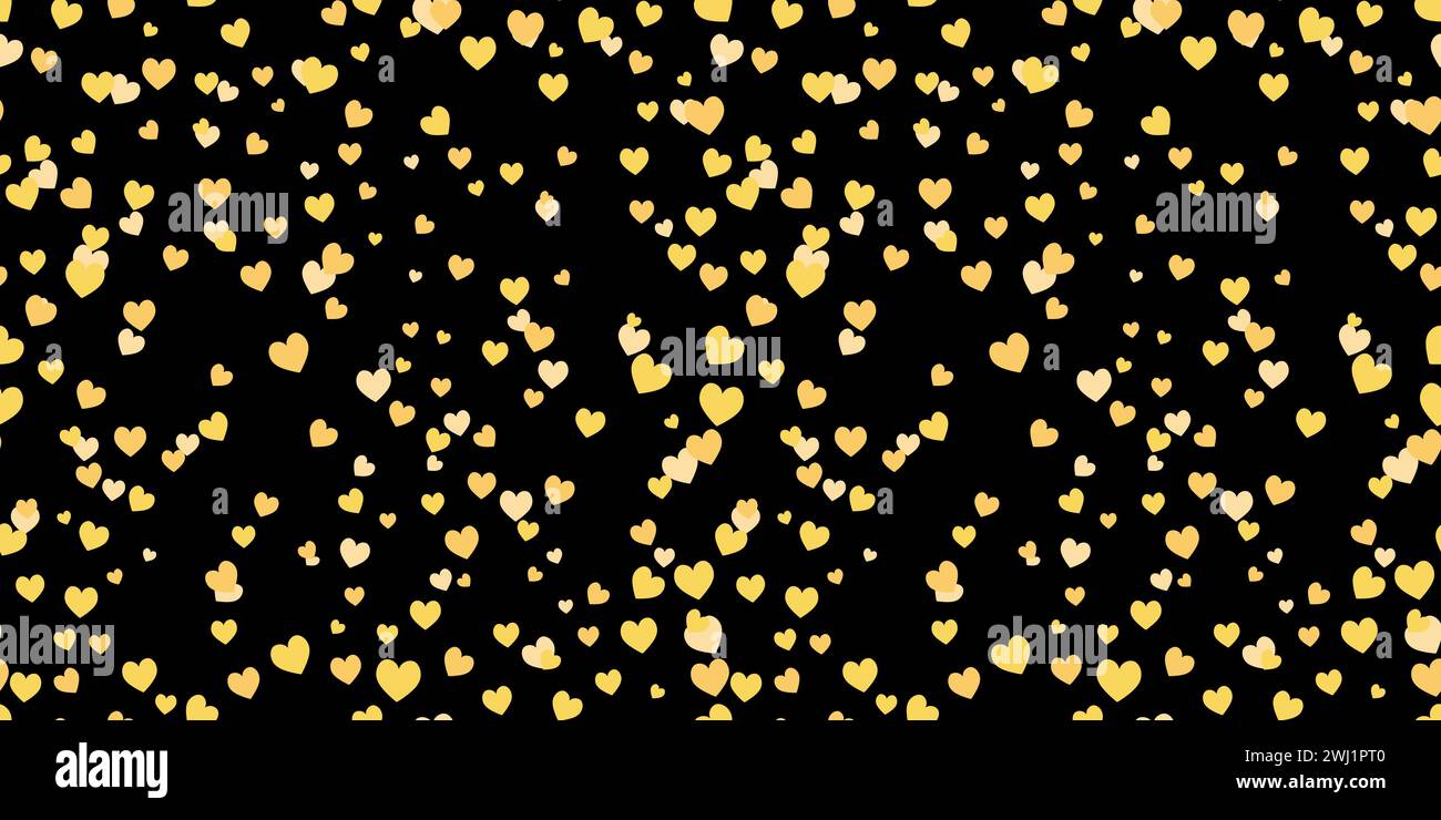 Seamless heart shape pattern. Heart confetti, gold colored. Stock Vector
