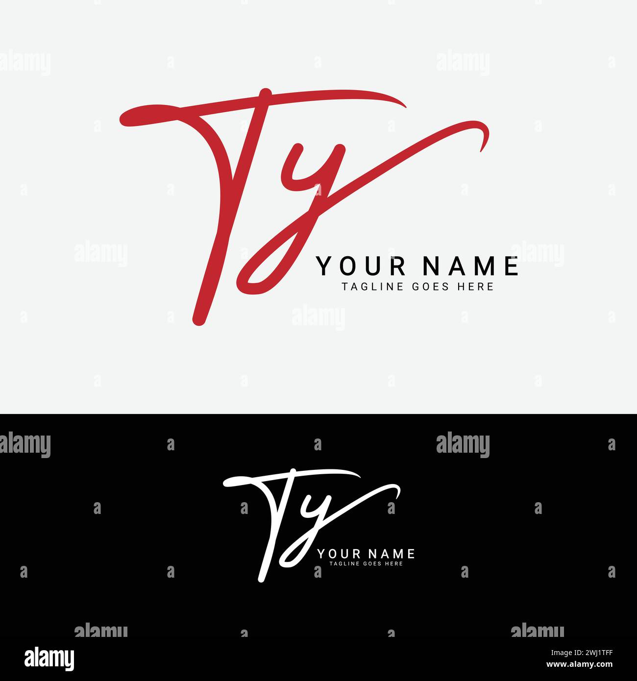 T, Y, TY Initial letter logo. Alphabet TY Handwritten Signature logo