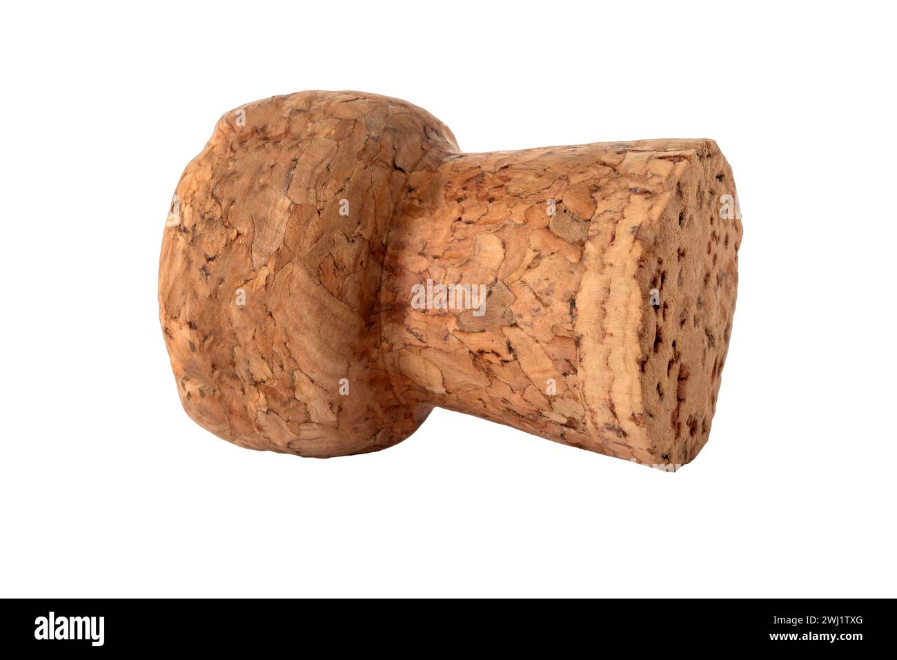 Champagne cork isolated on white with clipping path included. Sparkling wine cork cut out Stock Photo