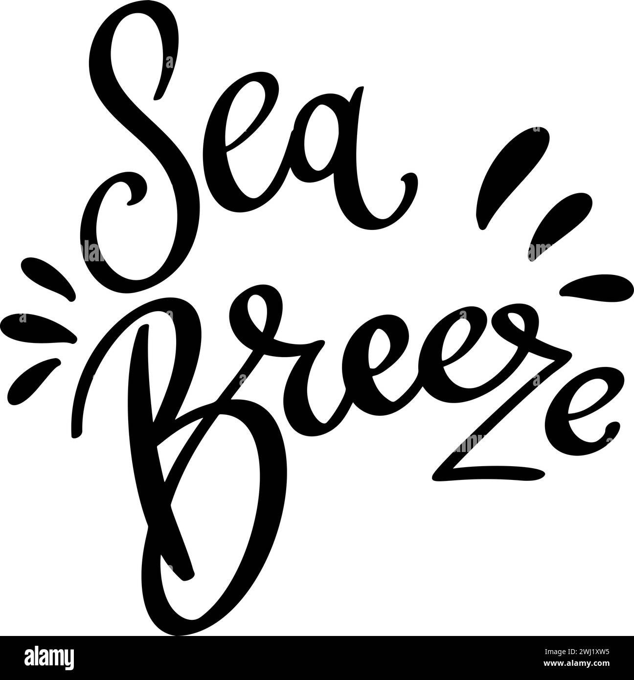 Sea breeze, hand lettering phrase, poster design, calligraphy vector
