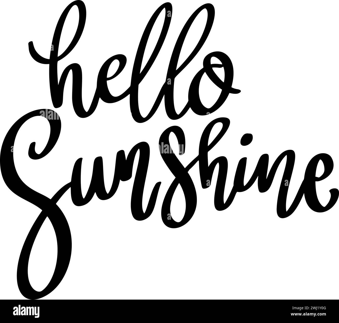 Hello sun shine, hand lettering phrase, poster design, calligraphy