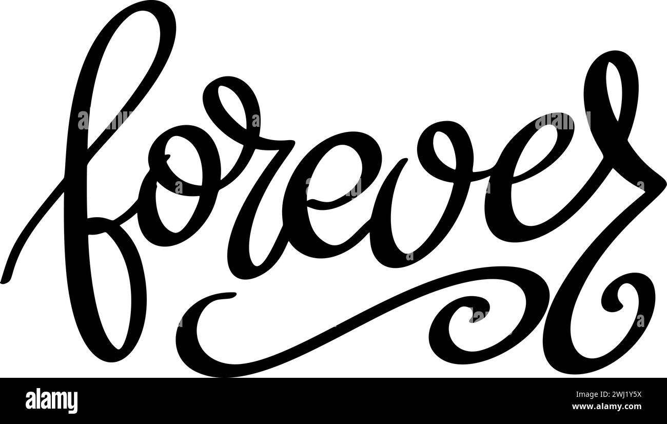 Forever, hand lettering phrase, poster design, calligraphy vector ...