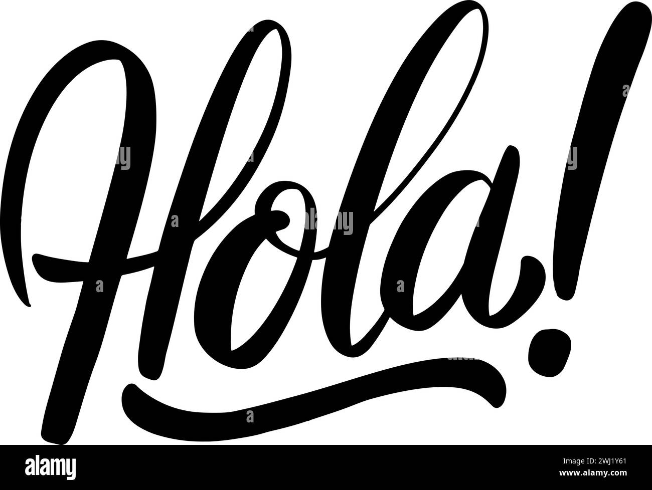 Hola. Lettering phrase isolated on white. Vector illustration Stock ...