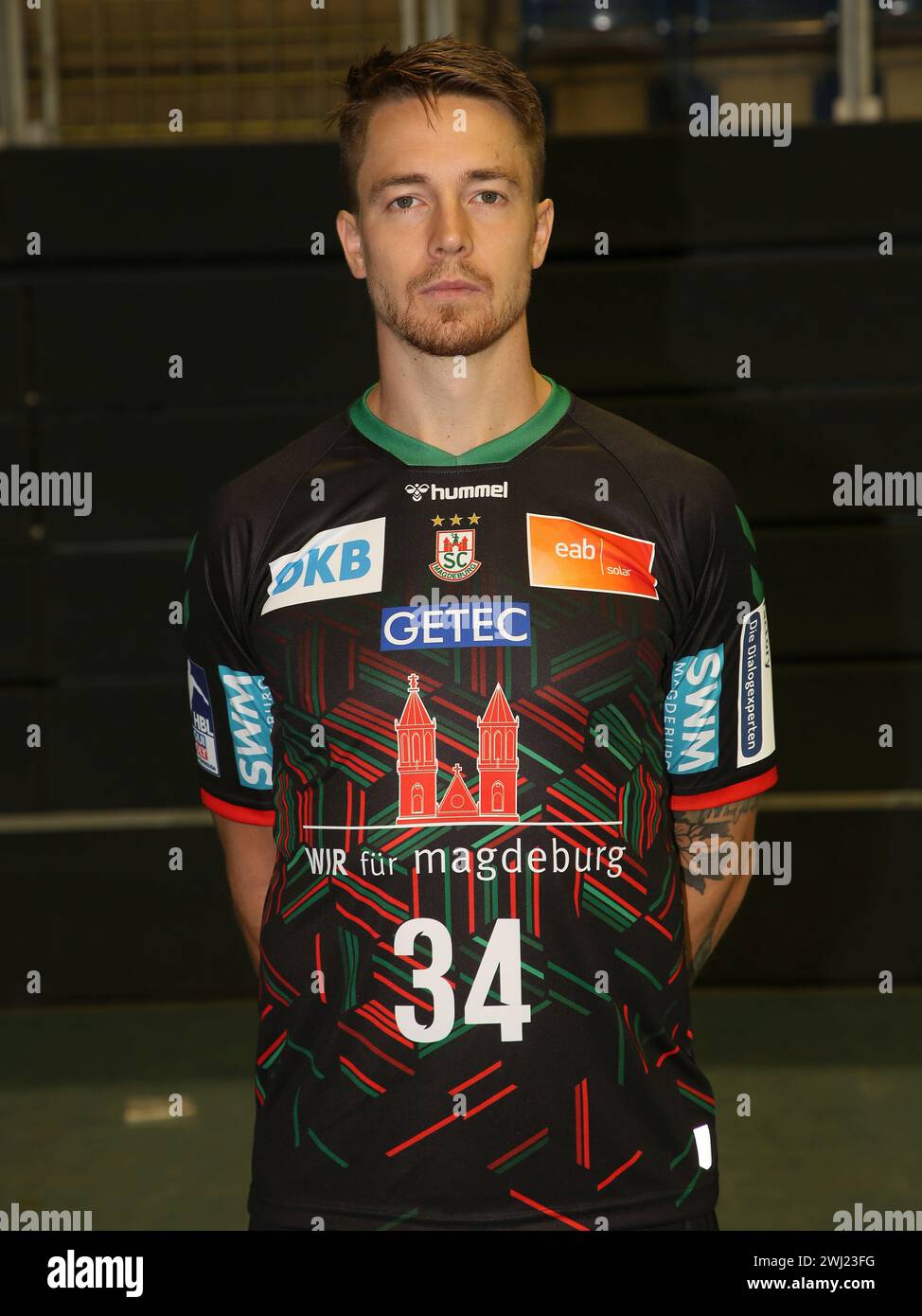 Handball player Michael Damgaard SC Magdeburg HBL Liqui Moly Handball