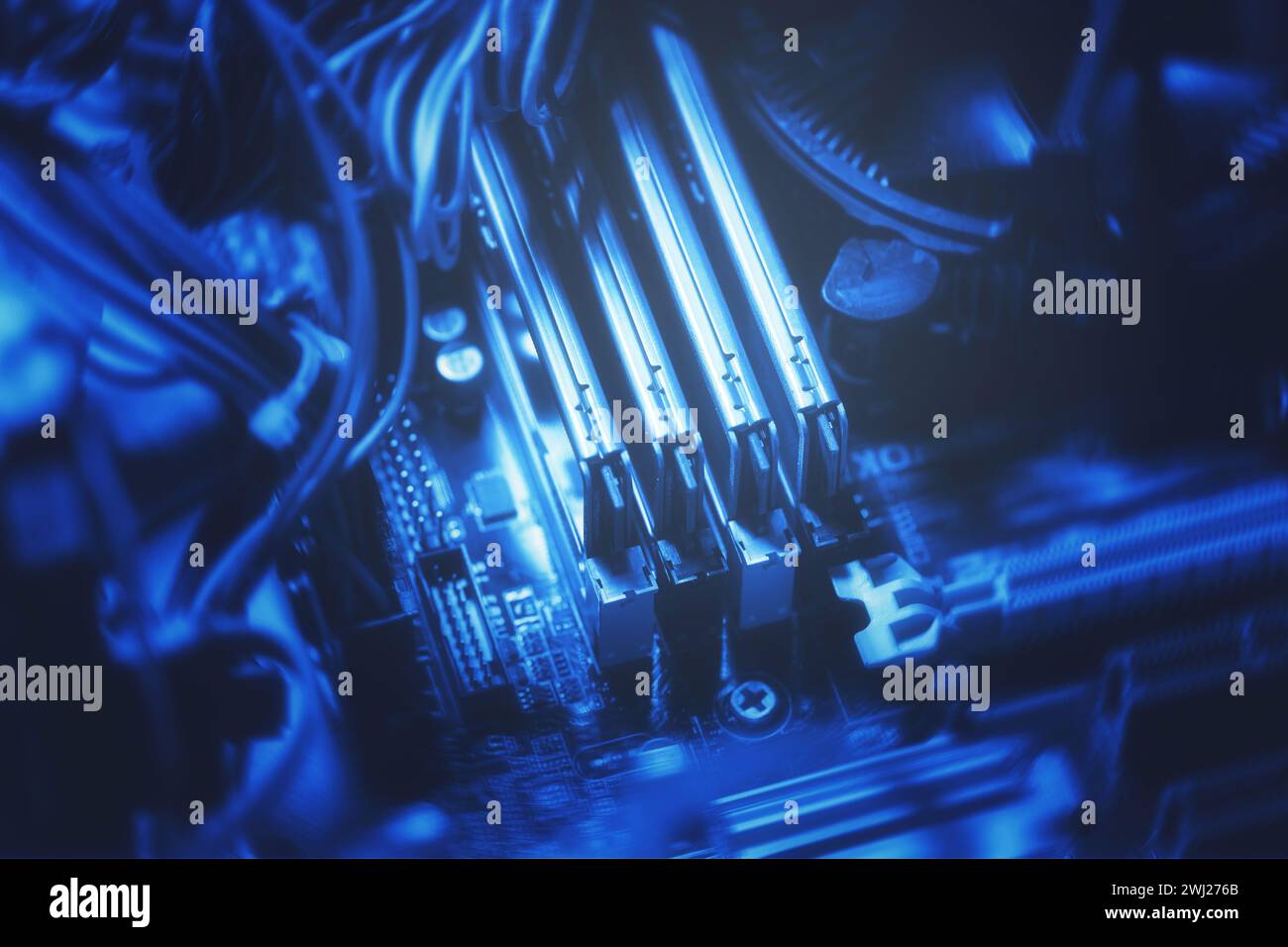 Four sticks of DDR RAM memory inside modern personal computer Stock ...