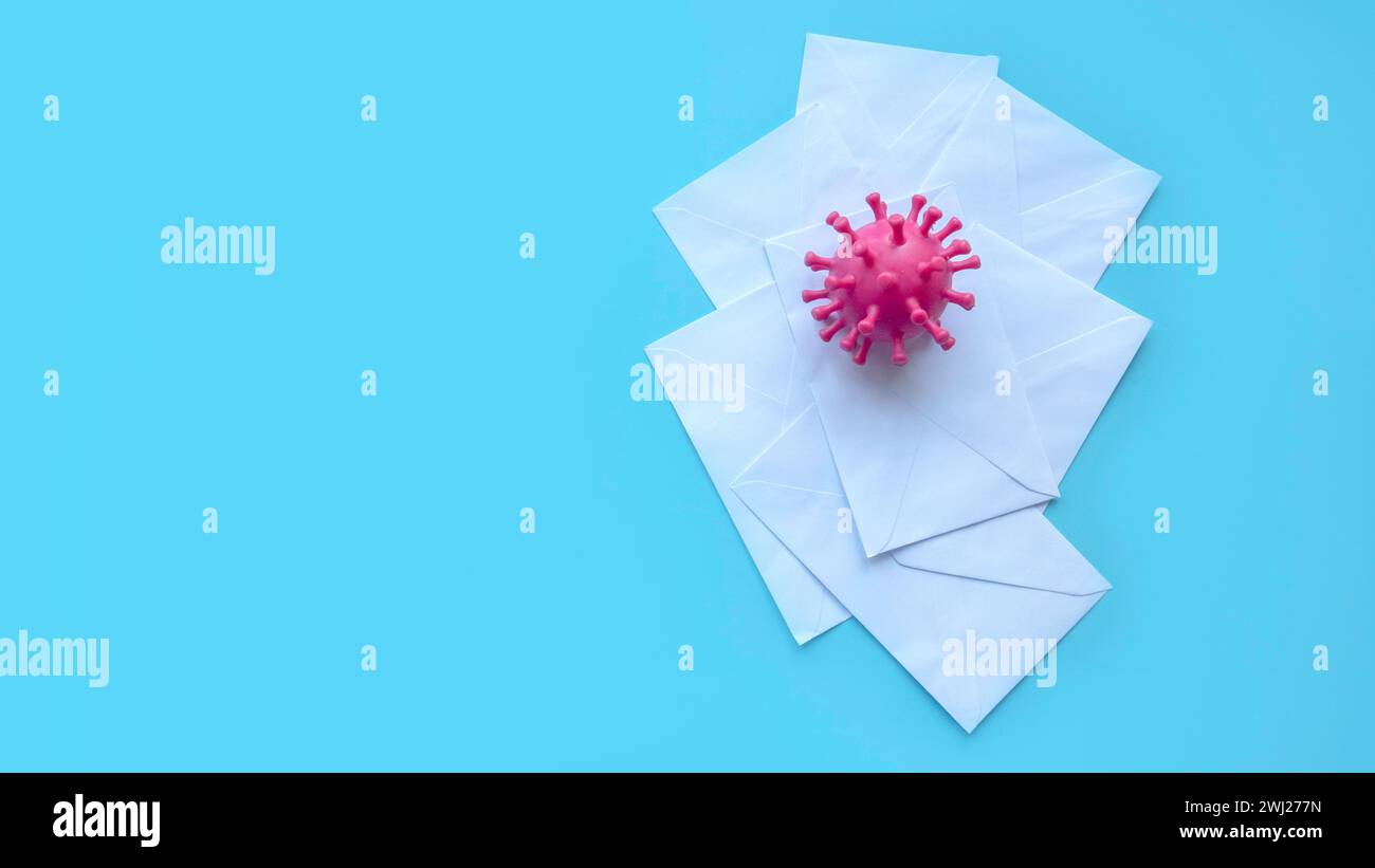Computer virus spread over email concept.Threat by malware, virus, trojan or hacker. Stock Photo