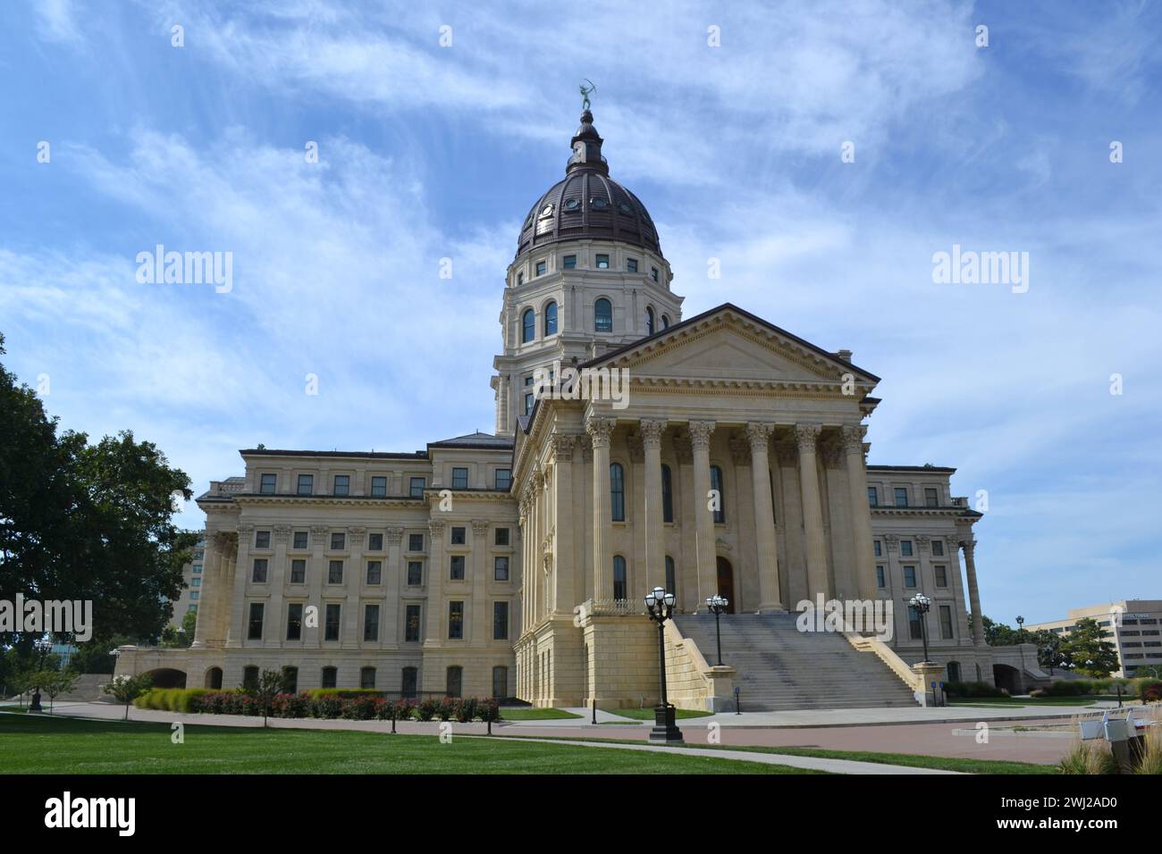 Kansas Statehouse with Beautiful Tall Dome in the Capitol City Topeka Stock Photo