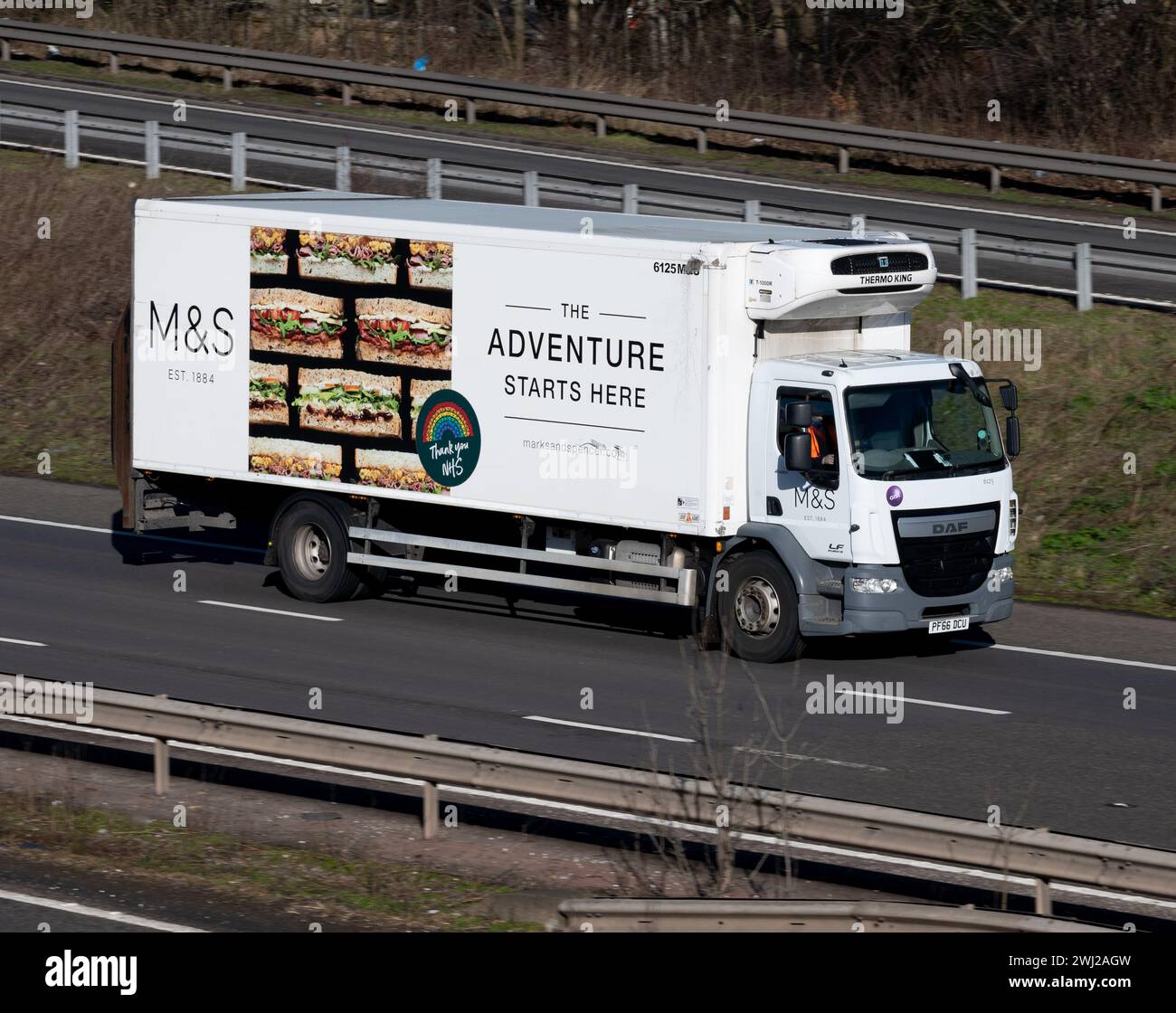 Marks and Spencer lorry on the M40 motorway, Warwickshire, UK Stock Photo