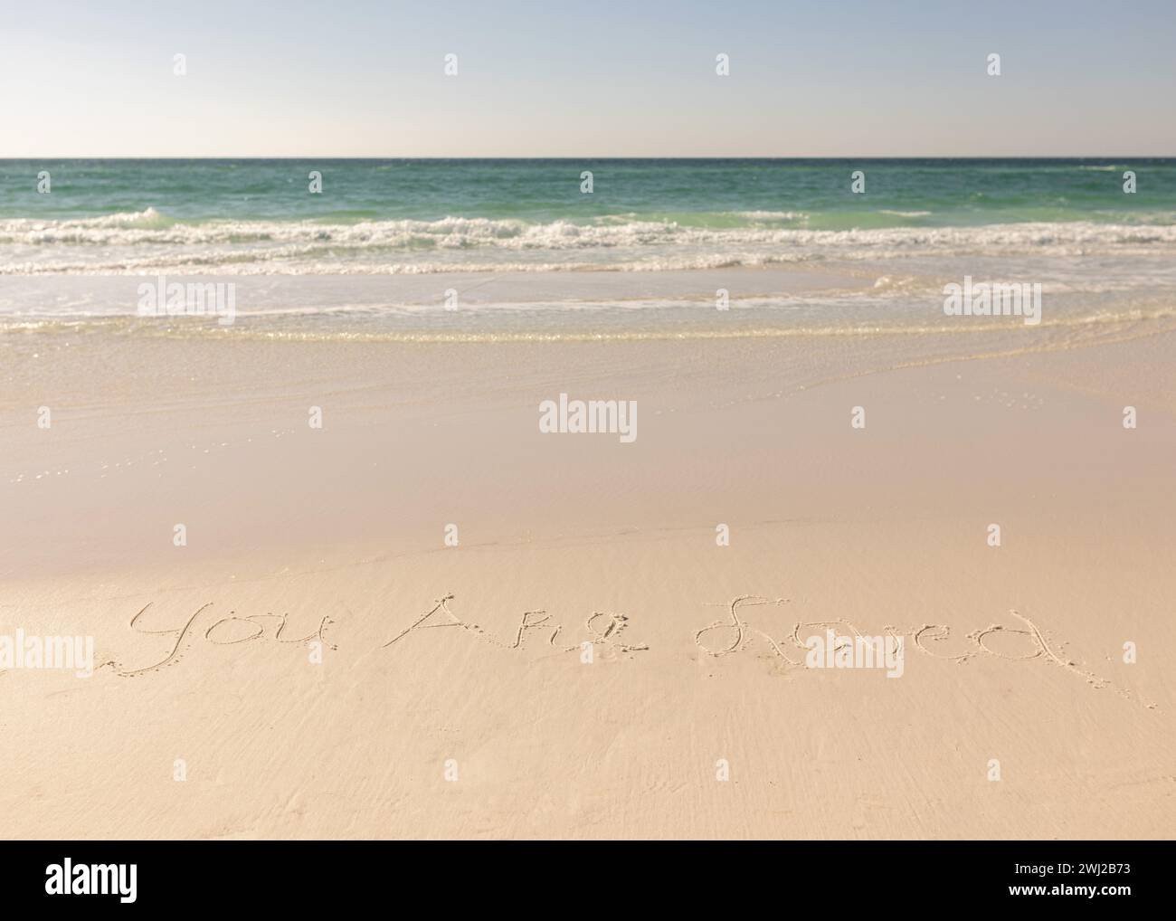 Florida Beach Ocean on a sunny bright day YOU are LOVED Stock Photo