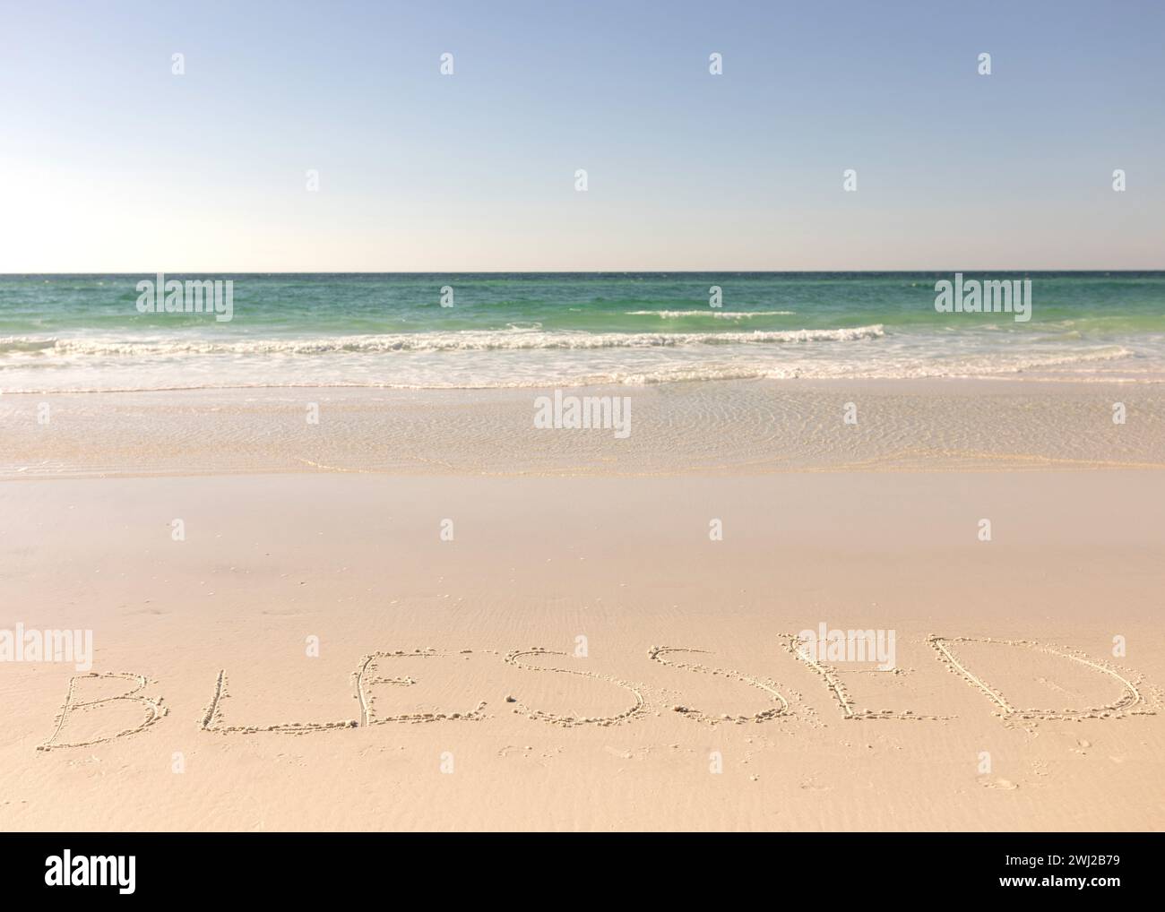 Destin Florida Beach on a Sunny Day You Are BLESSED Stock Photo