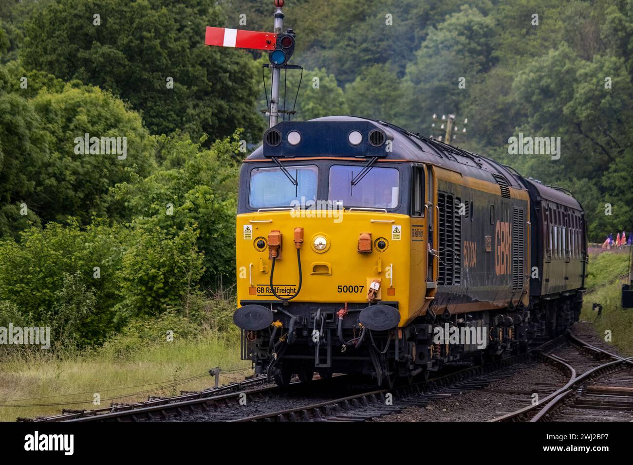 Br class 50 entering highley station stock photo alamy