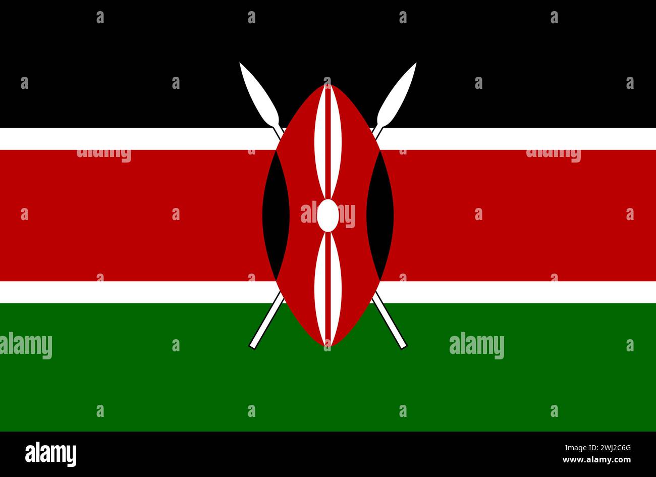 Flag of Kenya. National Kenyan flag. Kenyan national flag. Kenyan national flag. Fabric Texture. Rep Stock Photo