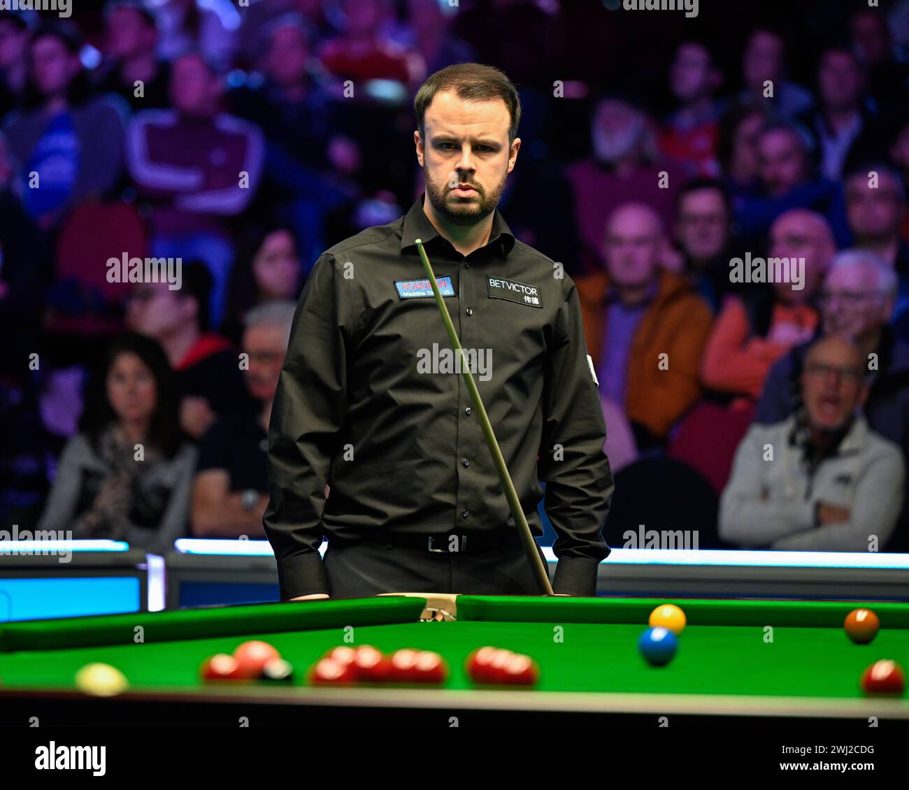 John Astley, during the 2024 BetVictor Welsh Open at Venue Cymru ...