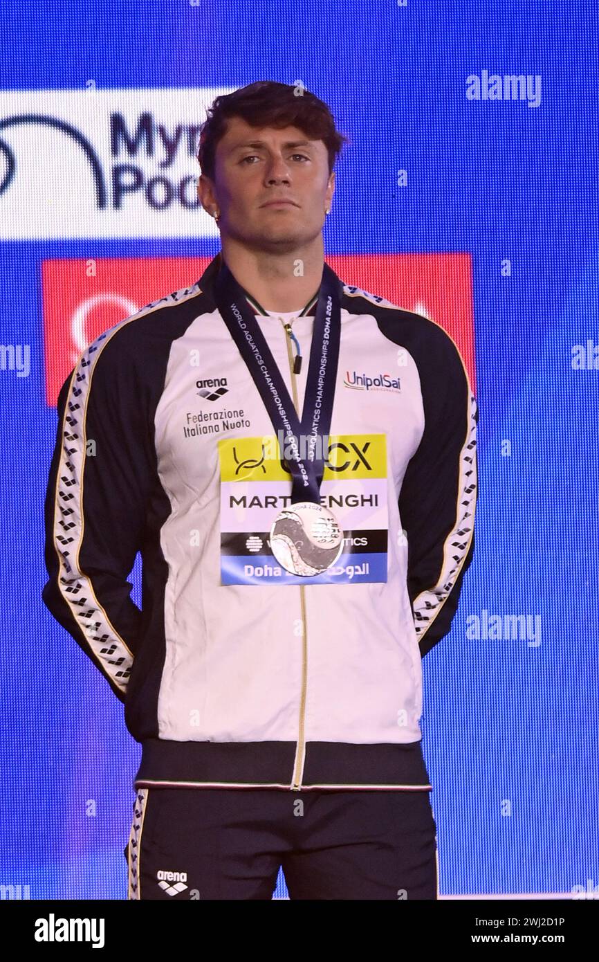 Doha, Qat. 12th Feb, 2024. Nicolò Martinenghi ( Ital) silver 100m