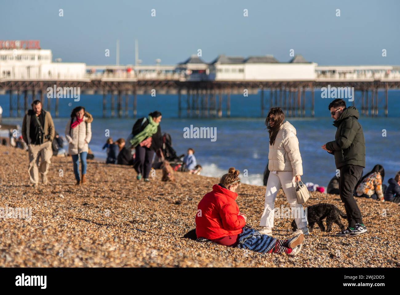 Brighton, February 12th 2024 People enjoying the glorious late