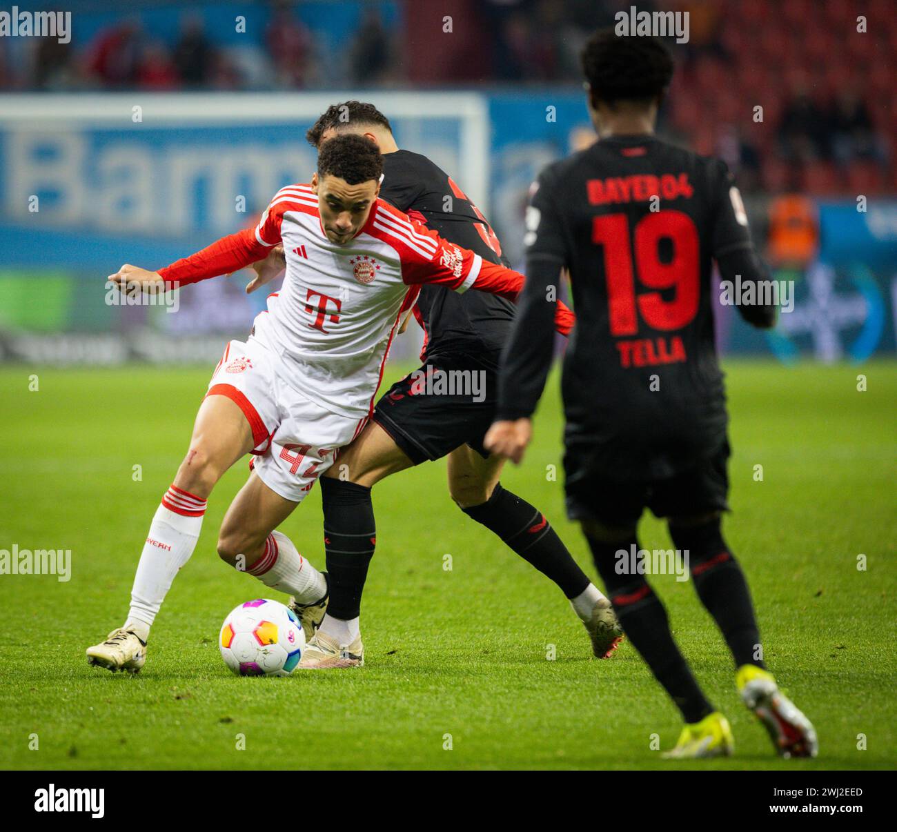 Leverkusen, Germany. 10th Feb 2024. Granit Xhaka (Leverkusen), Jamal ...