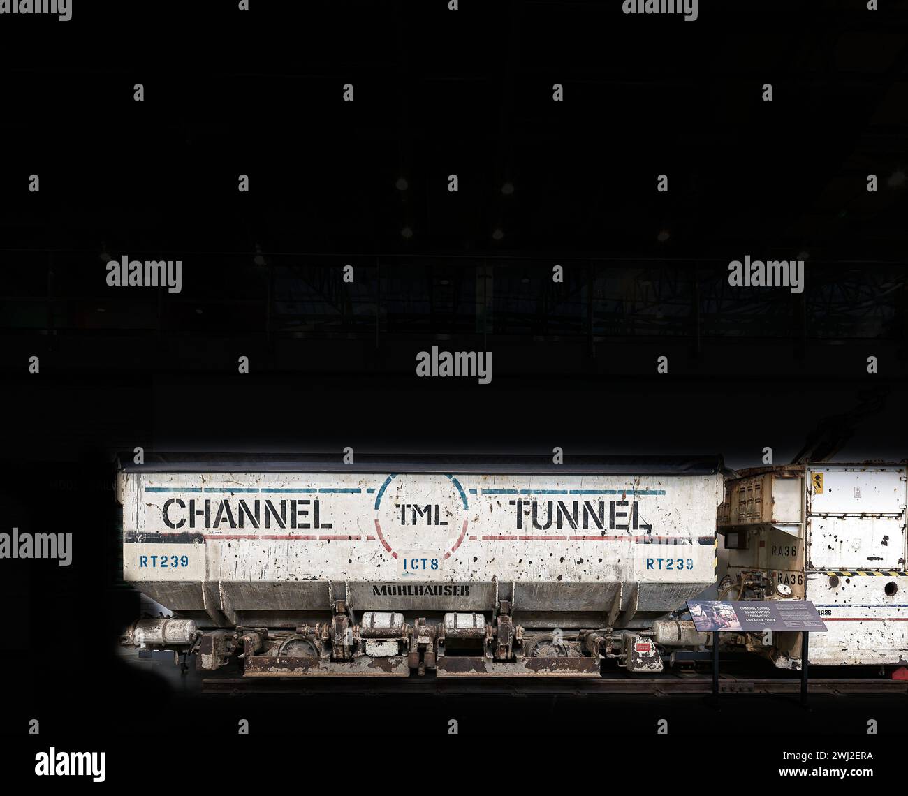 Channel Tunnel truck used to excavate material for the railway; rail museum, York, England. Stock Photo
