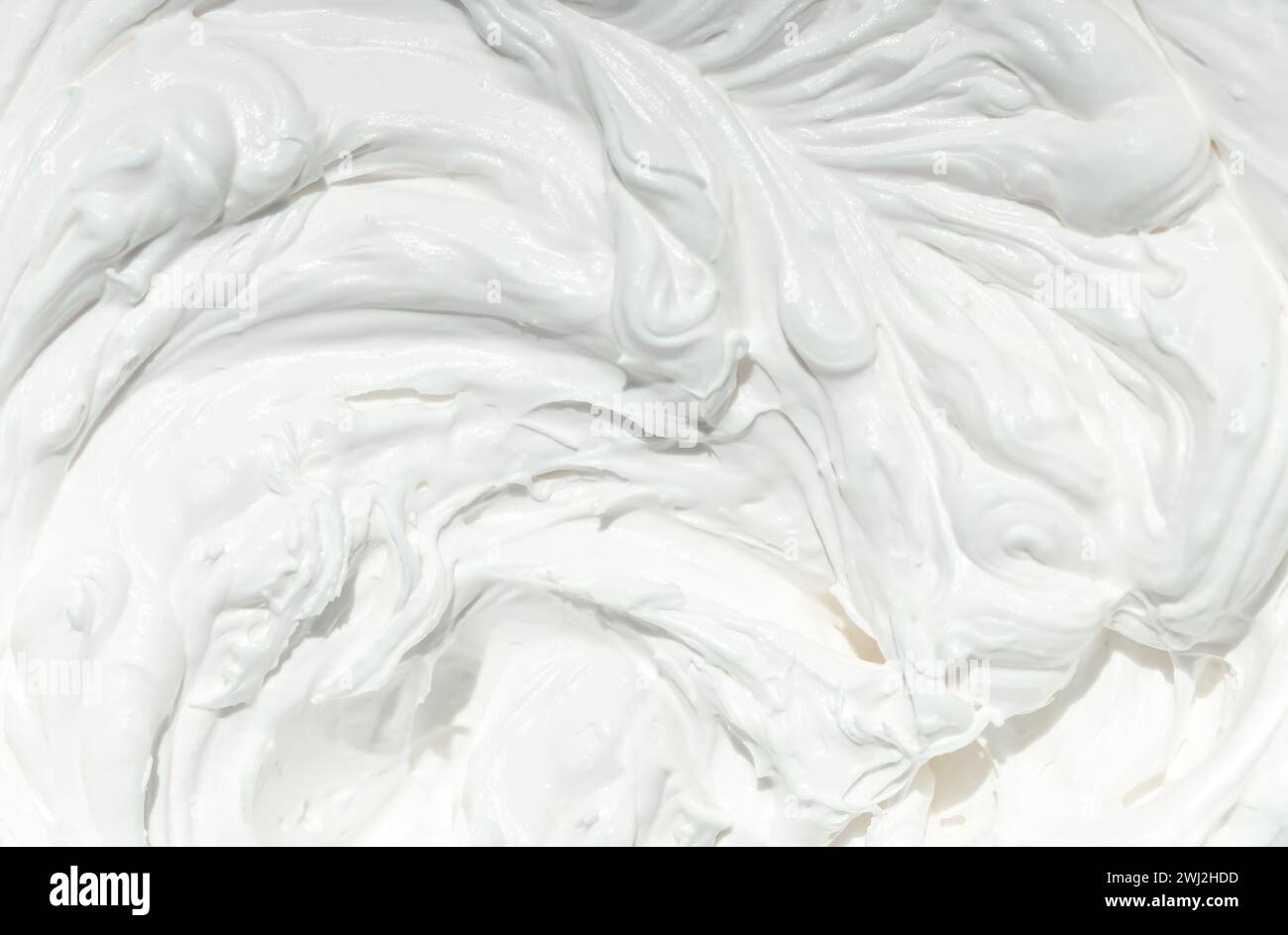 Cake cream texture background. Realistic pattern cream foam. Foam cream swirl or dollop for Baking Stock Photo