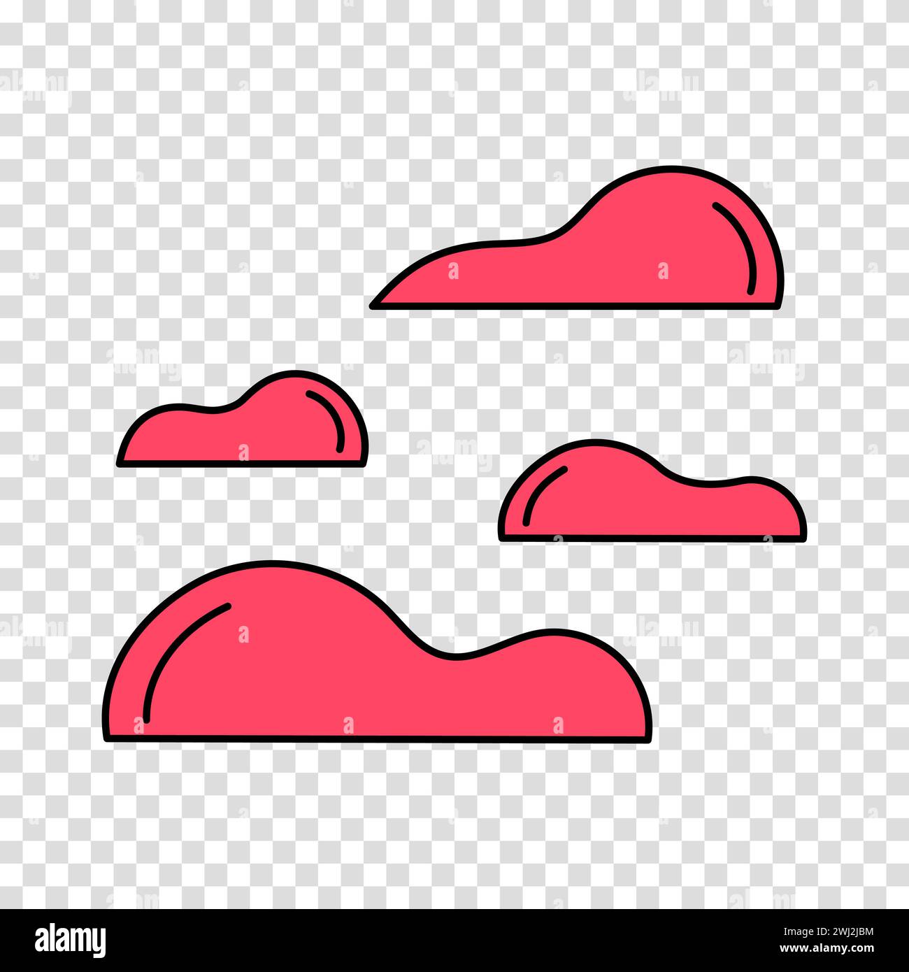Cloud icon. Outline balloon. Set of clouds in flat style. Vector cartoon clipart on a transparent background. Stock Vector