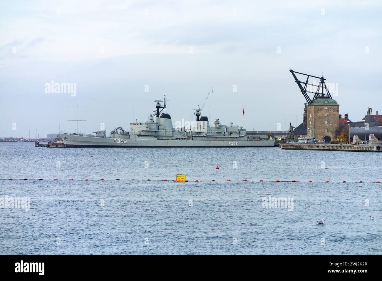 COPENHAGEN, DENMARK - OCTOBER 27, 2014: HDMS Peder Skram (F352) army vessel in Copenhagen Stock Photo