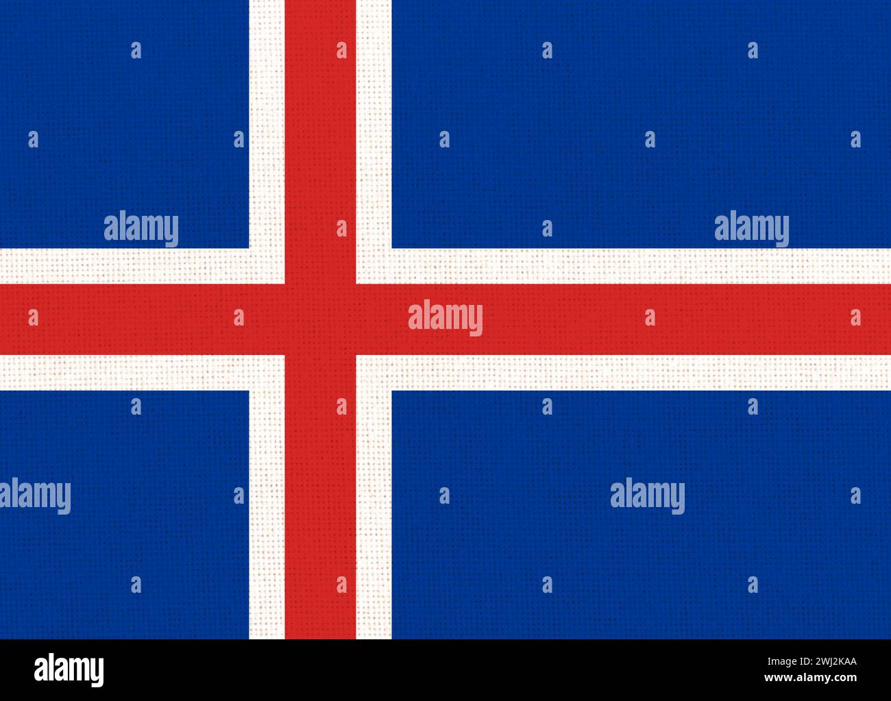 Flag of Iceland. Icelandic flag on fabric surface. Icelandic national ...