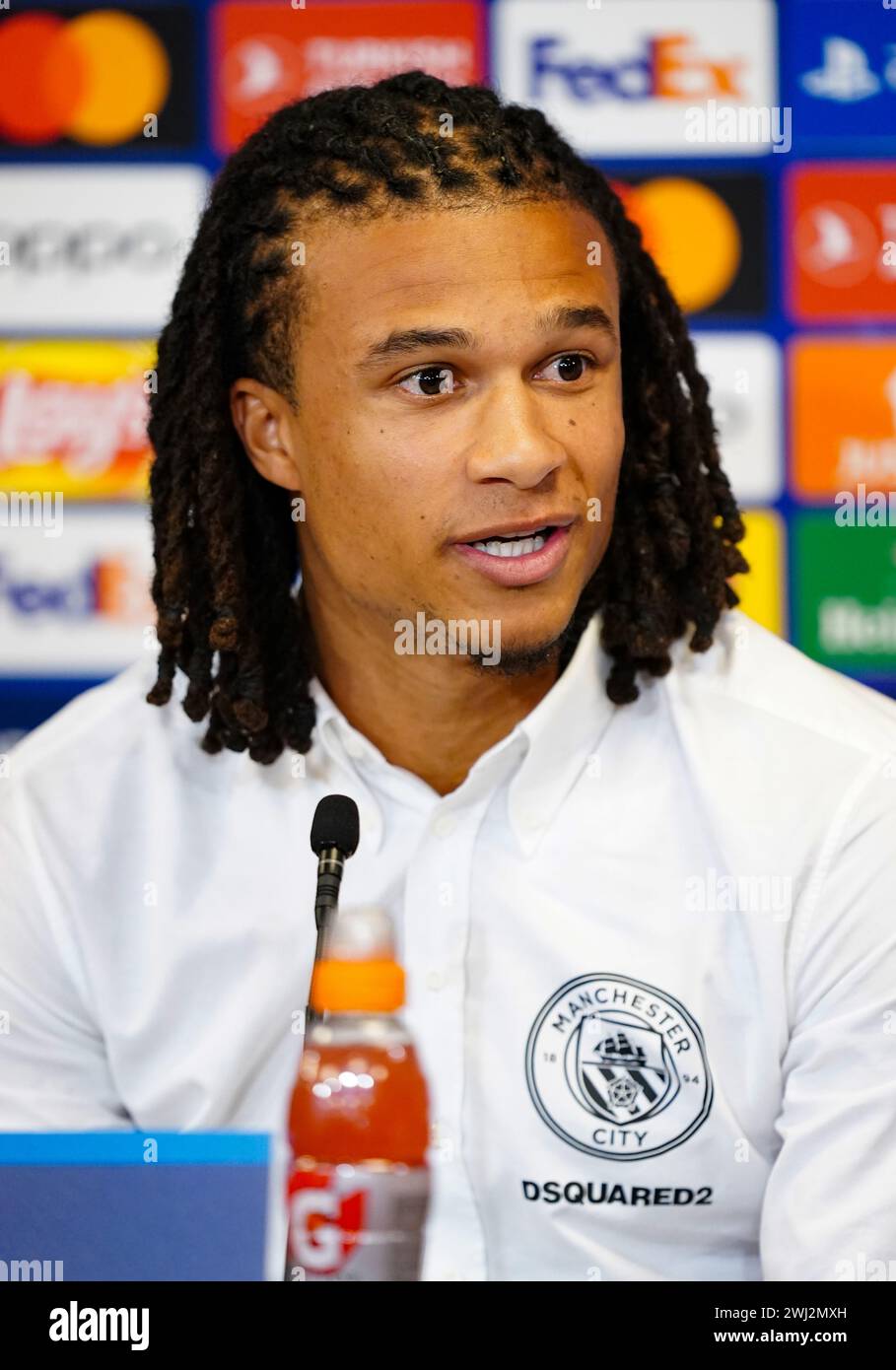 Manchester City's Nathan Ake during a press conference at the Parken
