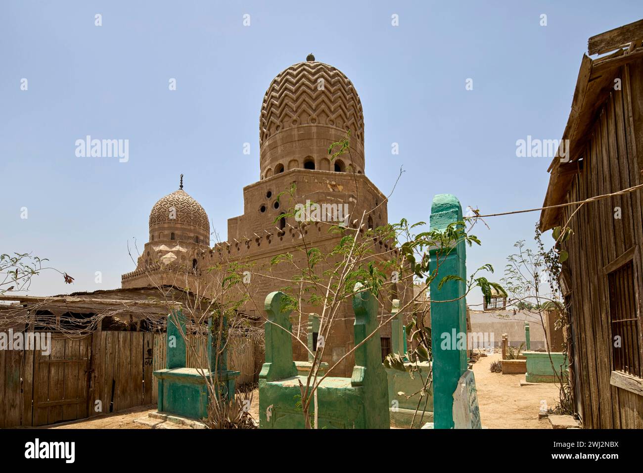 Tomb of Nasrallah (Kuz al-Asal) and Tomb of Azrumuk in the City of the Dead, Northern Cemetery in Cairo, Egypt Stock Photo