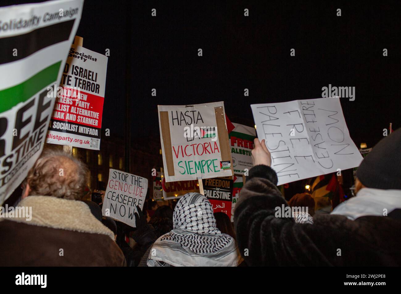 London, UK. 12th Feb, 2024. Hundreds of Pro-Palestinian Protest opposite No 10 Downing Street Whitehall Credit: Richard Lincoln/Alamy Live News Stock Photo
