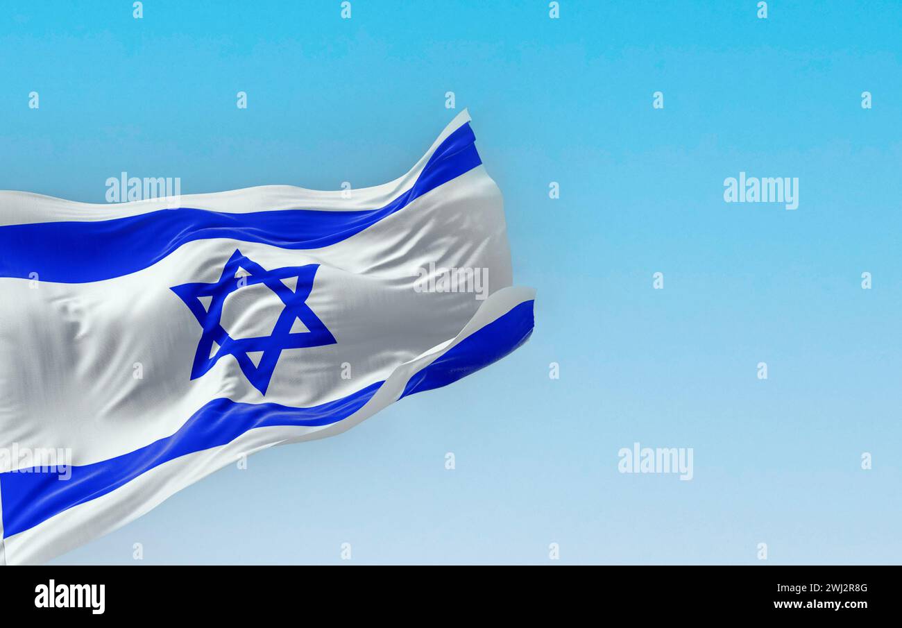State of Israel national flag waving in the wind on a clear day Stock ...