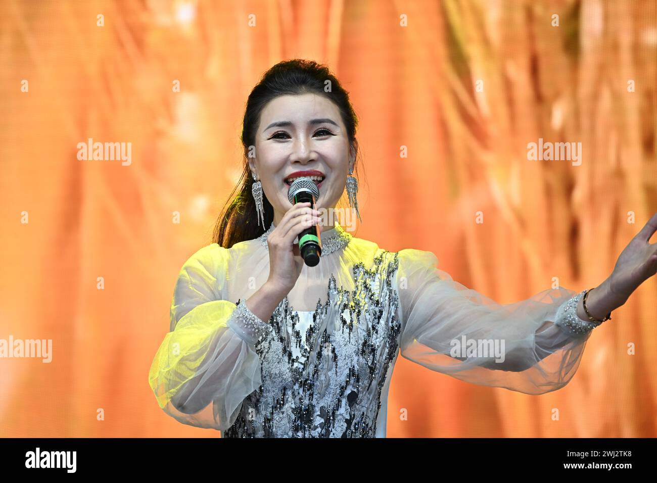Trafalgar square, London, UK, 11 February 2024 China Chinese singer