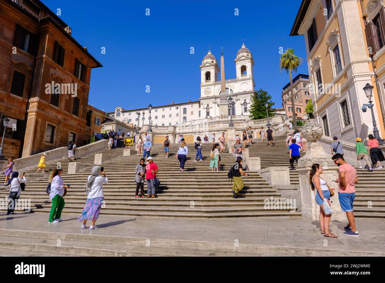 Rome, IT - 11 August 2023: tourists at the Spanish Steps Stock Photo