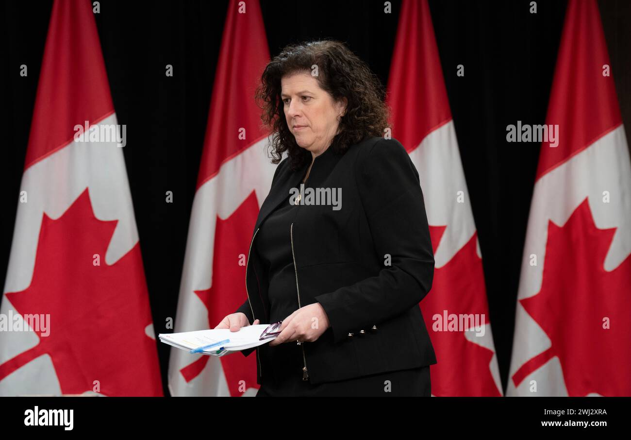Ottawa, Canada. 12th Feb, 2024. Auditor general Karen Hogan arrives for