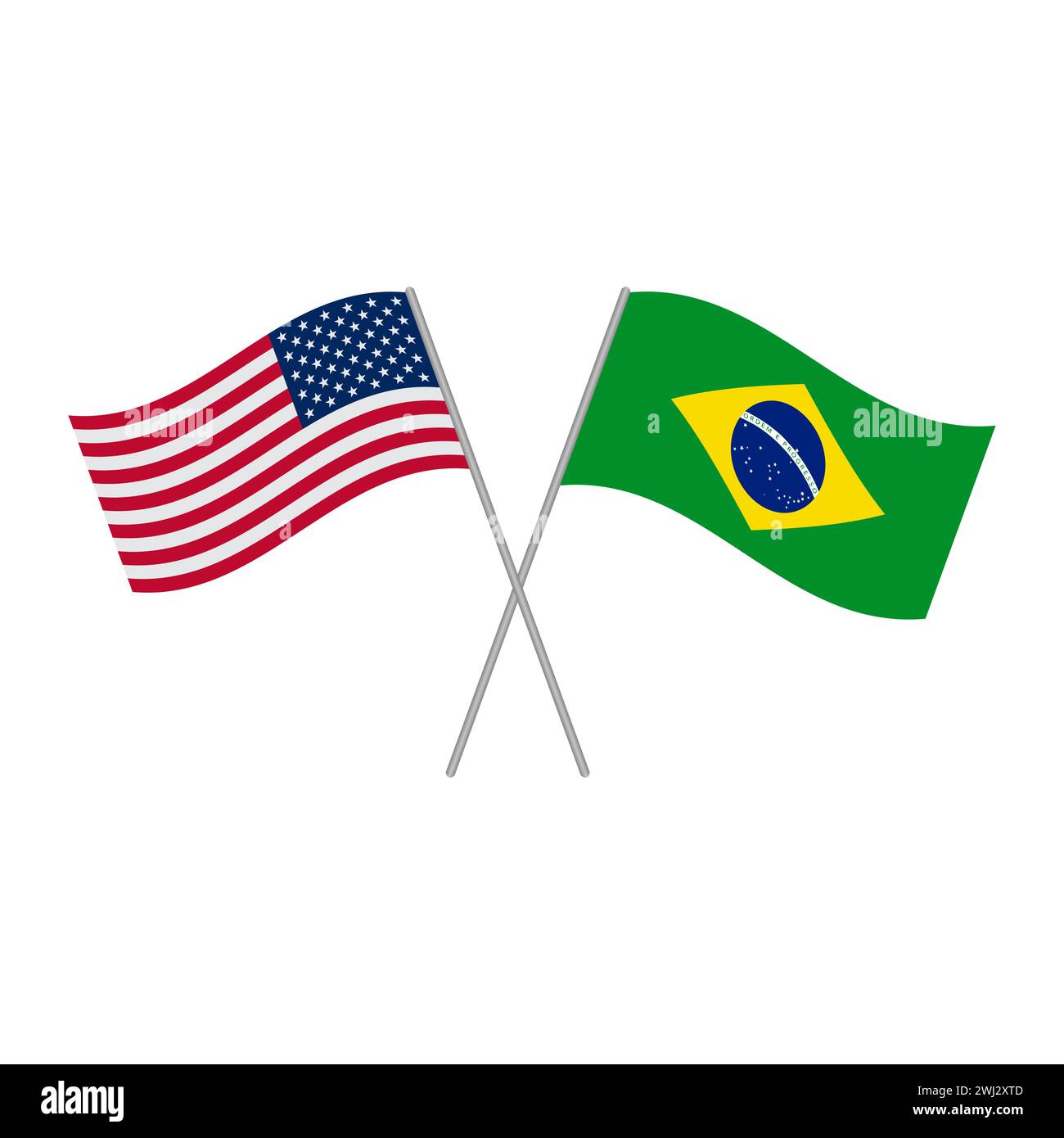 Brazil and USA flag. Brasil flag with american flag Stock Vector