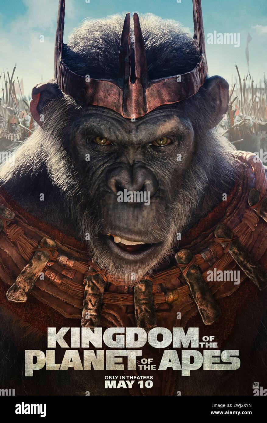 Kingdom of the Planet of the Apes (2024) directed by Wes Ball and starring Kevin Durand as Proximus Caesar, a powerful bonobo ruler. Noa, a common chimpanzee, embarks on a harrowing journey alongside a young human named Nova to determine the future for apes and humans alike.. US character poster ***EDITORIAL USE ONLY***. Credit: BFA / Twentieth Century Studios Stock Photo