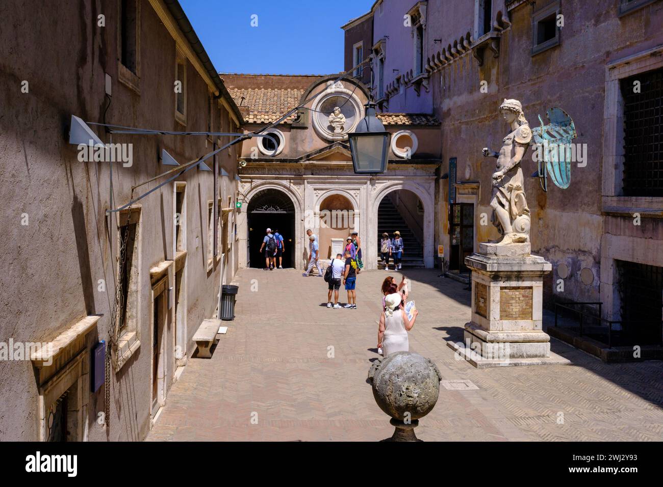 Rome, IT - 11 August 2023: Marble statue of Saint Michael by Raffaello ...