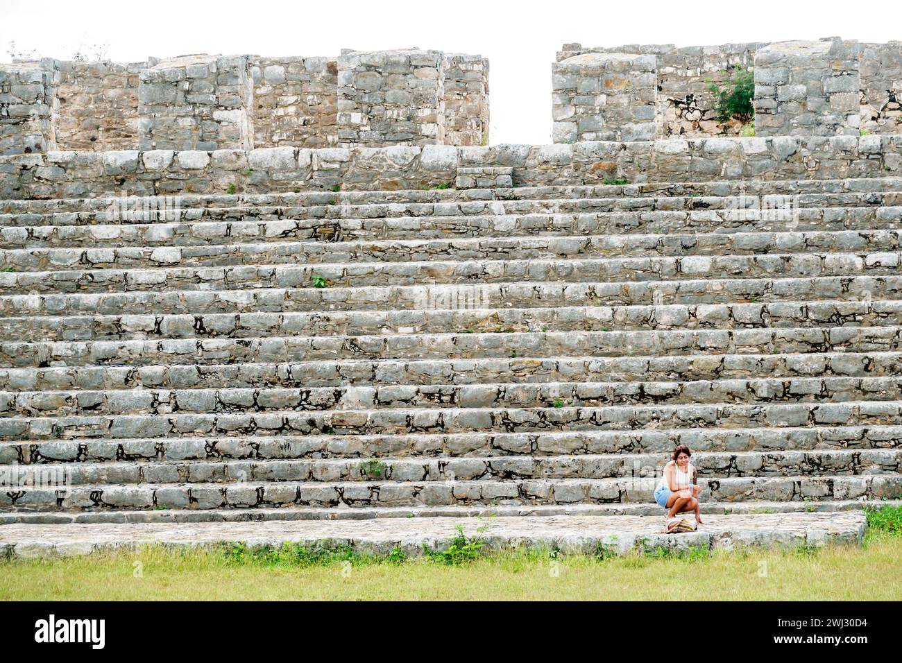 Merida Mexico,Dzibilchaltun Archaeological Zone site National Park,Mayan civilization city ruins,Zona Arqueologica de Dzibilchaltun,structure 44 rock Stock Photo