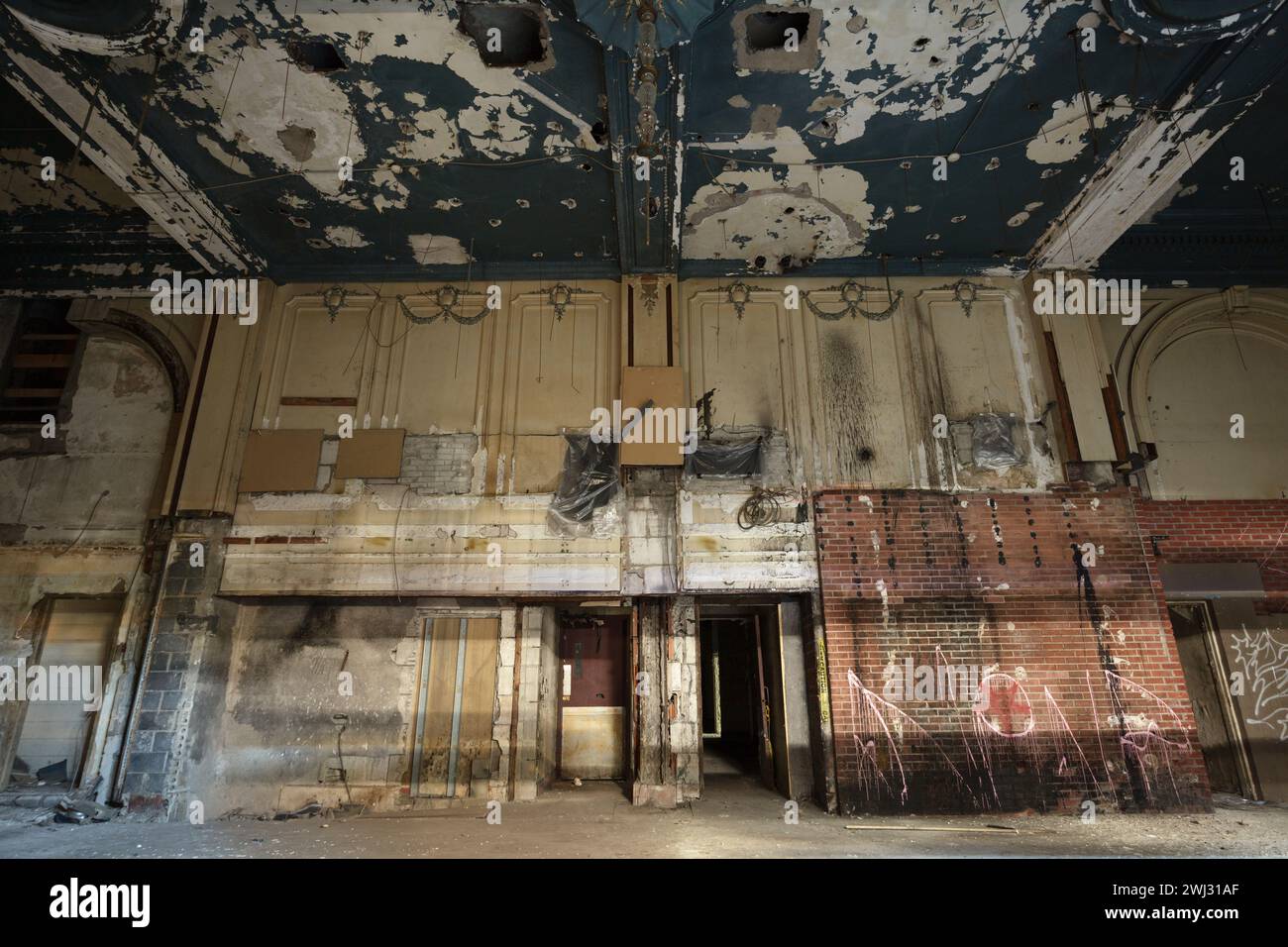 A ballroom inside the Royal Connaught Hotel before renovations in Hamilton, Ontario, Canada Stock Photo