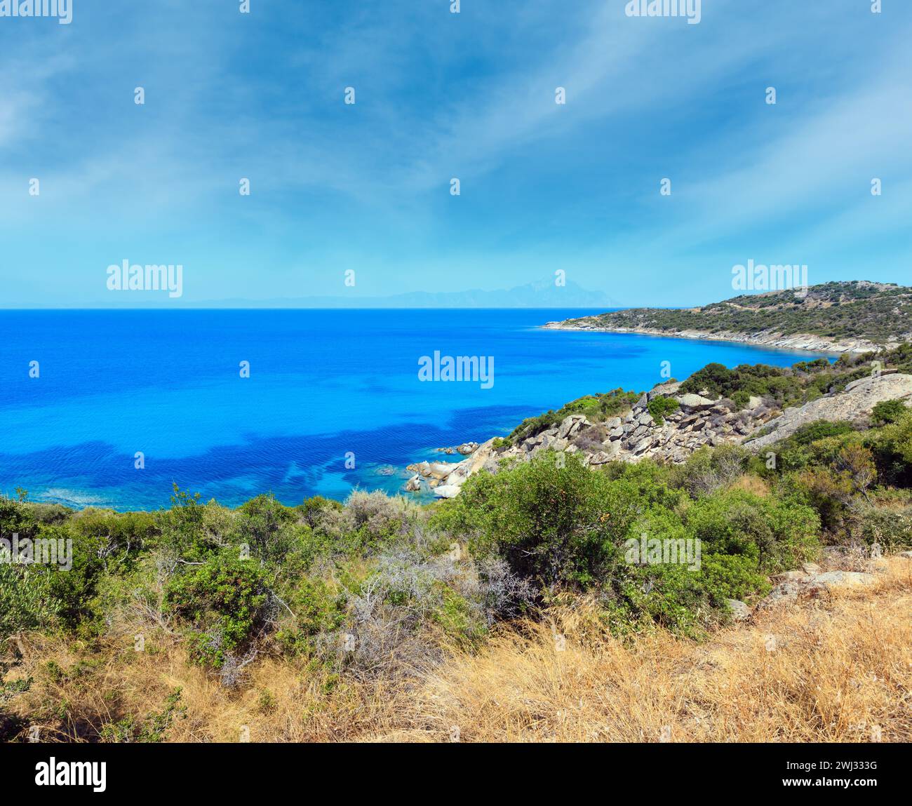 Summer sea coast (Halkidiki, Greece). Stock Photo