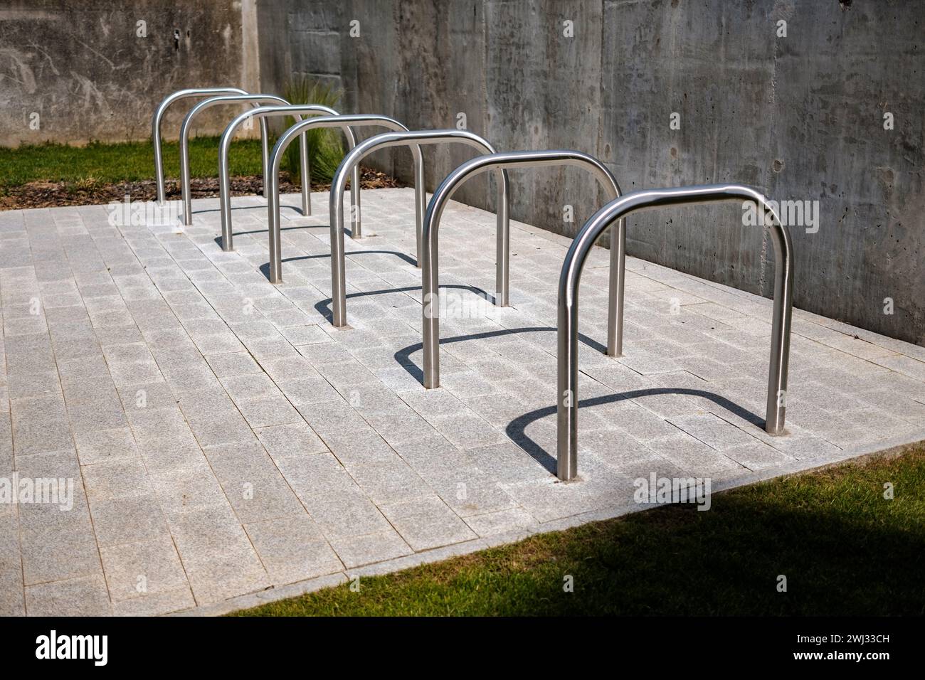 St Bike Racks metal street bicycle rack stand Stock Photo - Alamy