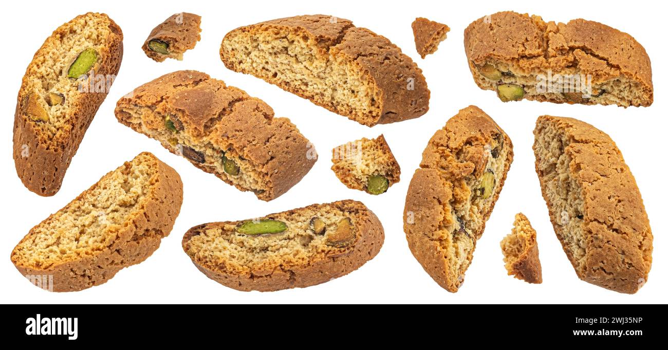 Cantuccini cookies isolated on white background Stock Photo