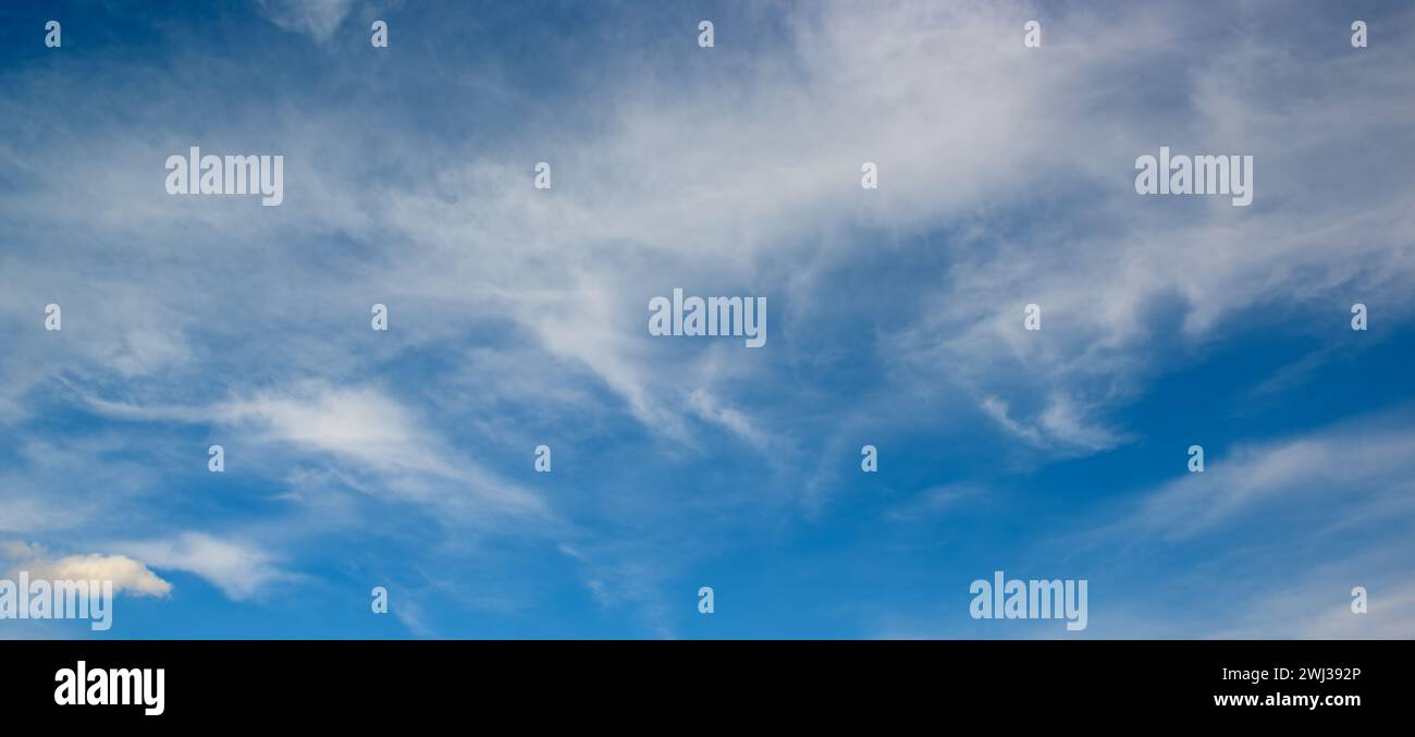 Beautiful bright clear blue sky fluffy white clouds hi-res stock ...