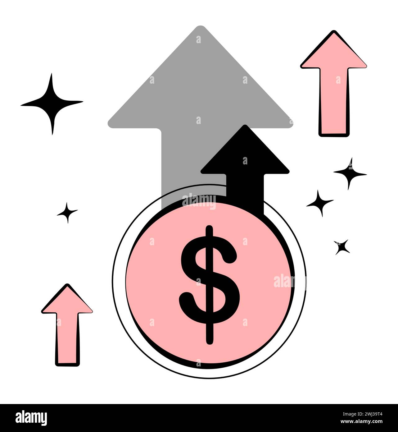 Dollar and arrows on a white background Stock Vector Image & Art - Alamy