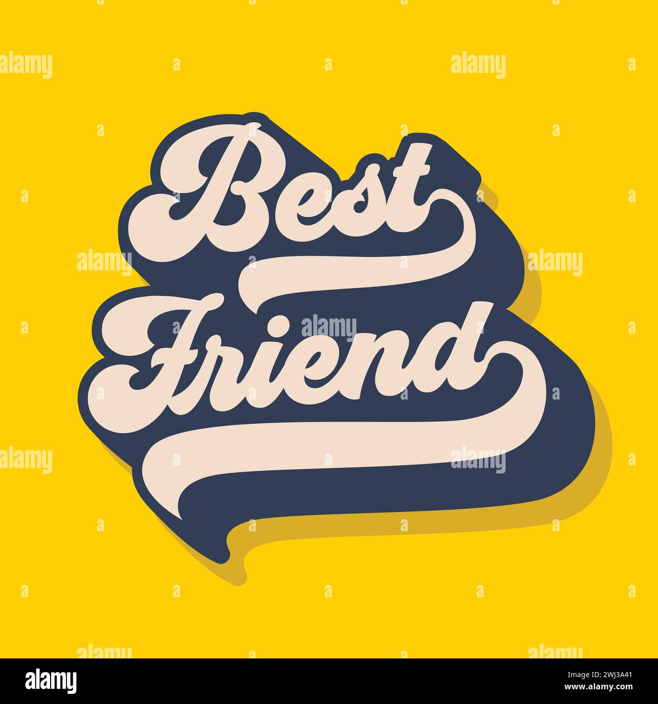 Best Friend retro style script lettering vector illustration to celebrate happy friendship day. Retro Vintage Custom Typographic Composition Stock Vector