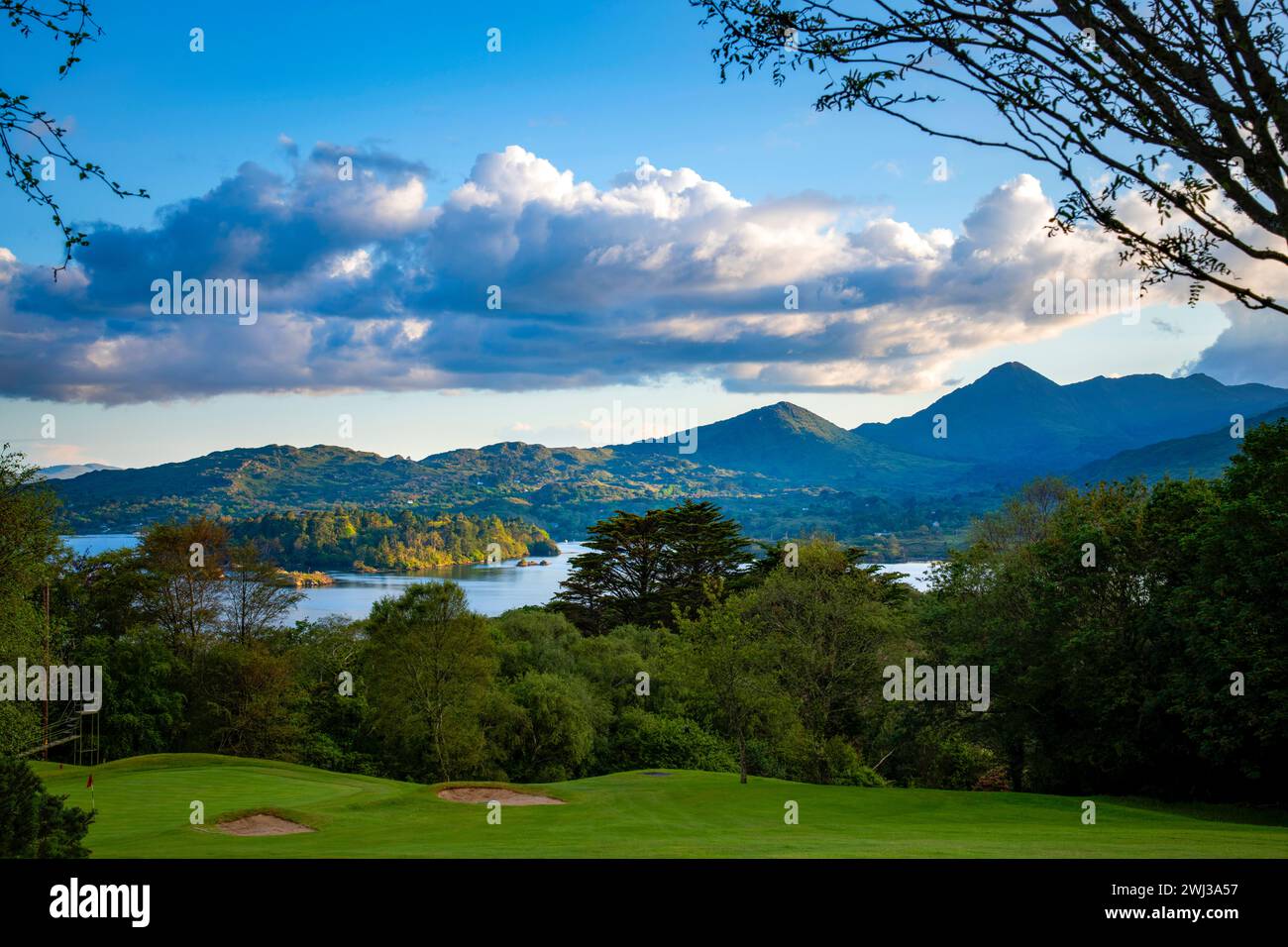 Garinish Island from Glengarriff Golf Course, Beara Peninsula, Bantry Bay, County Cork, Ireland Stock Photo