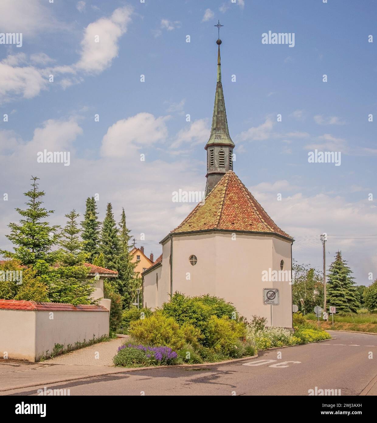 Cemetery Chapel of the Assumption of the Virgin Mary Meersburg Stock Photo