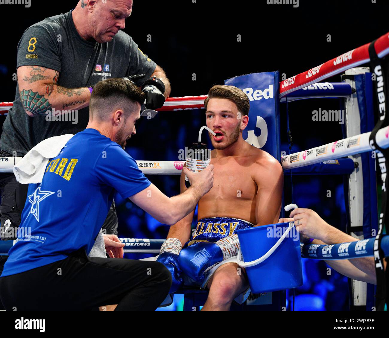LONDON, UNITED KINGDOM. 10 Feb, 24.  Charlie Hickford vs. Yin Caicedo - Featherweight during Queensberry Promotions Show Sheeraz vs Williams and undercard at Copper Box Arena on Saturday, February 10, 2024 in LONDON, ENGLAND. Credit: Taka G Wu/Alamy Live News Stock Photo