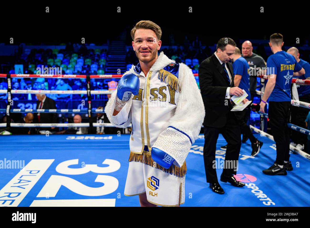 LONDON, UNITED KINGDOM. 10 Feb, 24.  Charlie Hickford poses photos after winning against Yin Caicedo - Featherweight during Queensberry Promotions Show Sheeraz vs Williams and undercard at Copper Box Arena on Saturday, February 10, 2024 in LONDON, ENGLAND. Credit: Taka G Wu/Alamy Live News Stock Photo