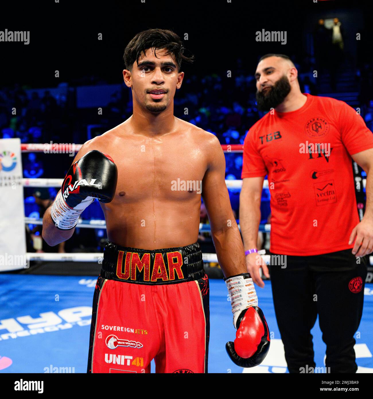 LONDON, UNITED KINGDOM. 10 Feb, 24. Umar Khan vs. Maicol Velazco - Featherweight during Queensberry Promotions Show Sheeraz vs Williams and undercard at Copper Box Arena on Saturday, February 10, 2024 in LONDON, ENGLAND. Credit: Taka G Wu/Alamy Live News Stock Photo