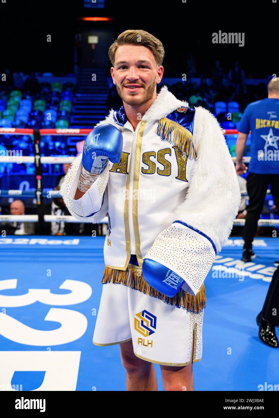 LONDON, UNITED KINGDOM. 10 Feb, 24.  Charlie Hickford poses photos after winning against Yin Caicedo - Featherweight during Queensberry Promotions Show Sheeraz vs Williams and undercard at Copper Box Arena on Saturday, February 10, 2024 in LONDON, ENGLAND. Credit: Taka G Wu/Alamy Live News Stock Photo