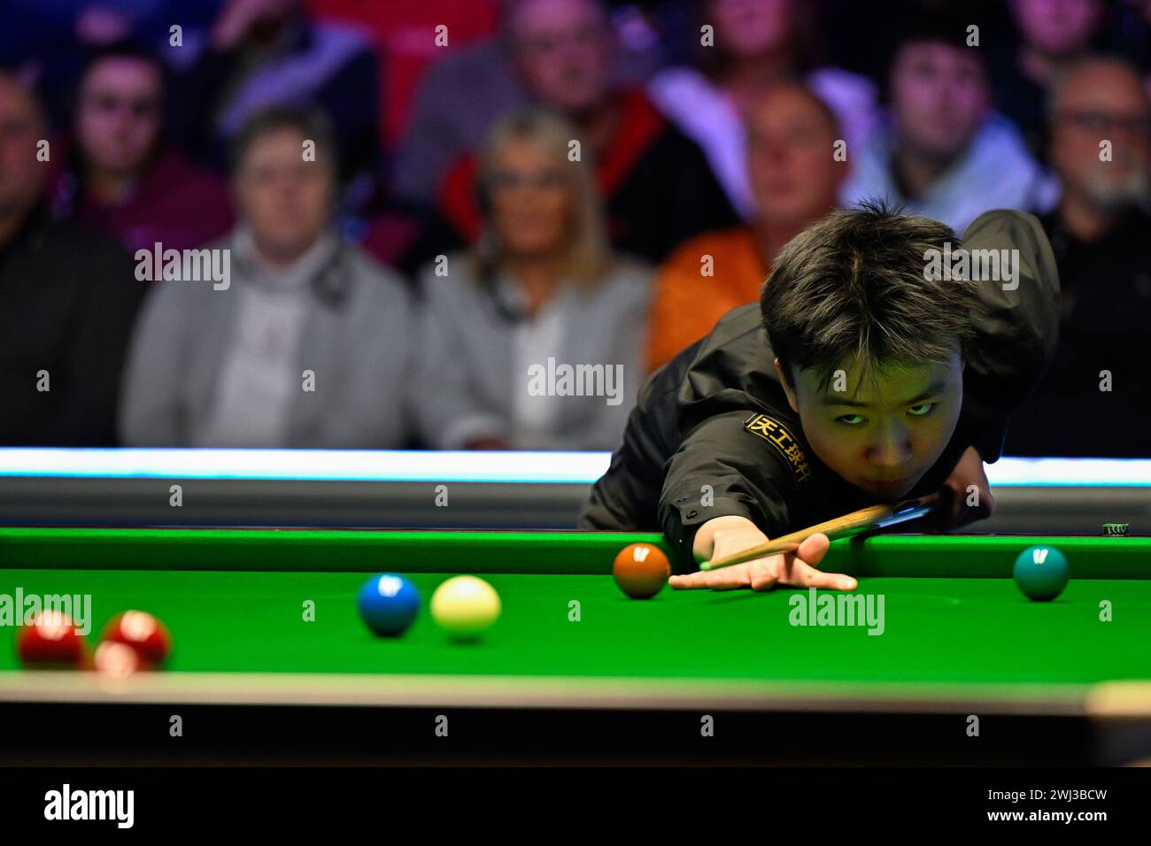 Jiang Jun takes a shoot, during the 2024 BetVictor Welsh Open at Venue ...